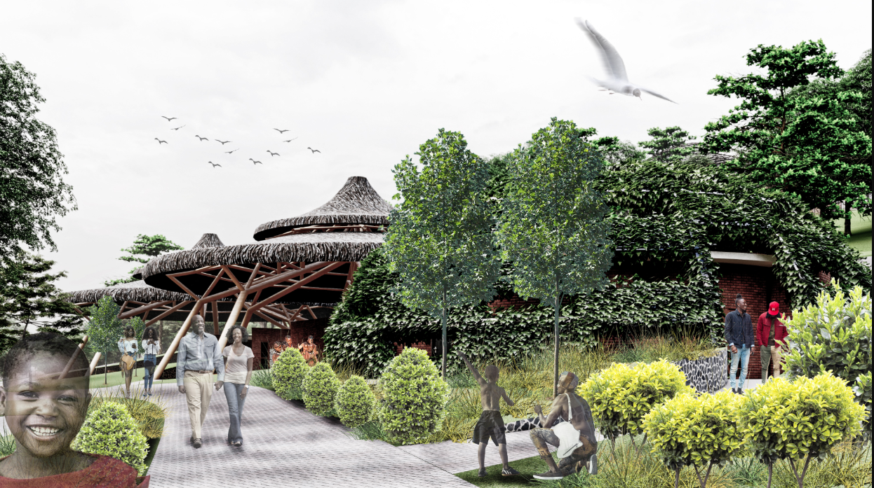 Concept sketches explore traditional restaurant spaces rooted in local architectural forms.