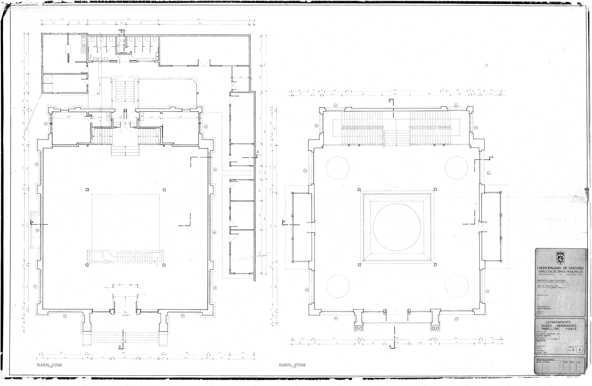 Floor plan drawings showing two levels with central circular hall and surrounding rooms