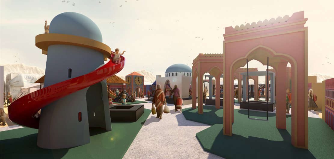Domes, arches, slides, and shaded structures create a safe setting for exploration and play.