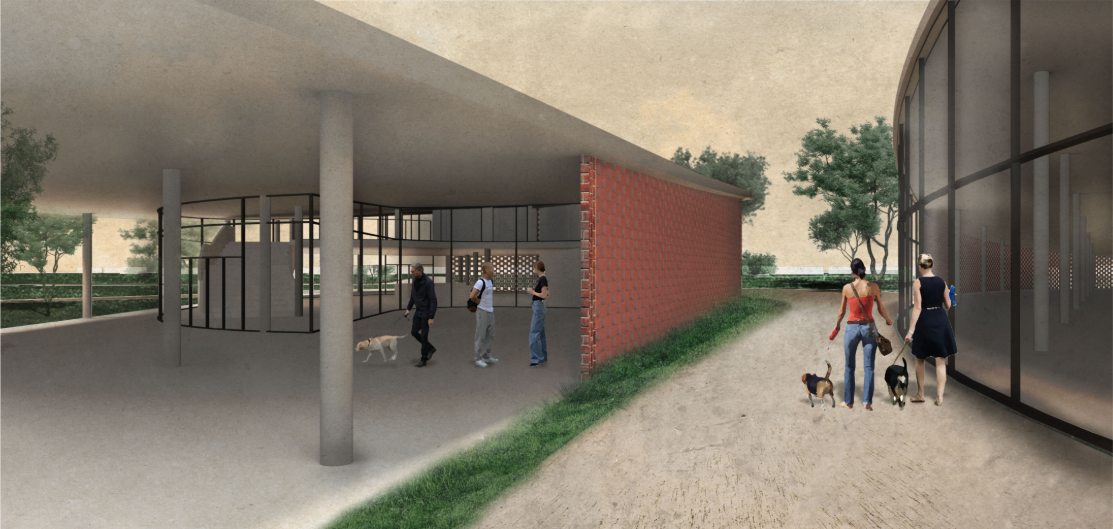 Open corridor strengthens interaction between animals, visitors, and surrounding landscape.