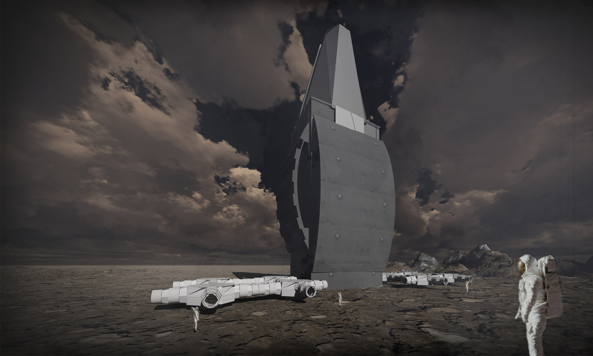 Pangolin-inspired space habitat and mining station designed for future asteroid exploration.