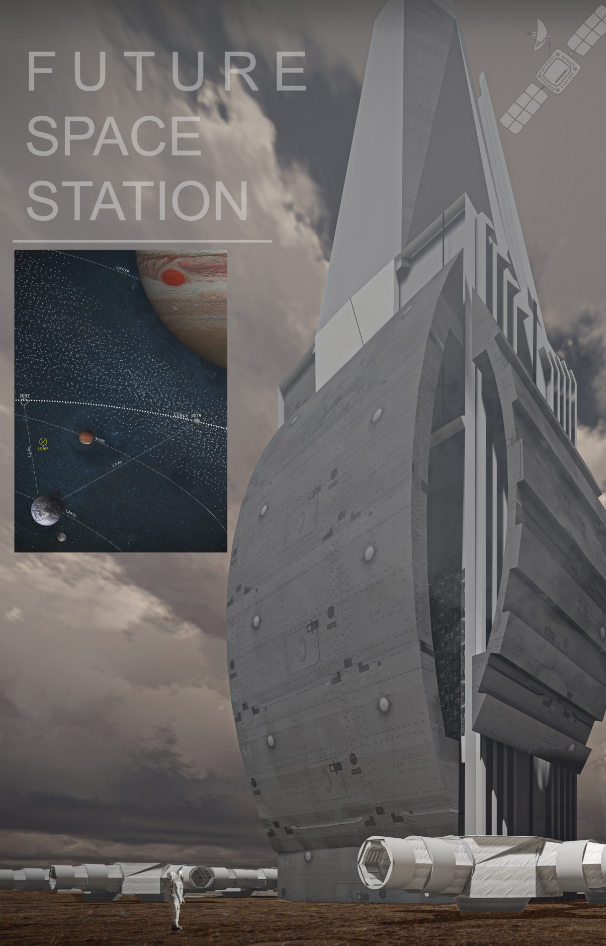 Future space station integrates biomimicry, asteroid mining, and modular extraterrestrial habitation.