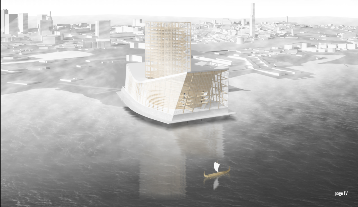 Aerial view showing Valge Laev extending into the waterfront as a new cultural destination for Tallinn