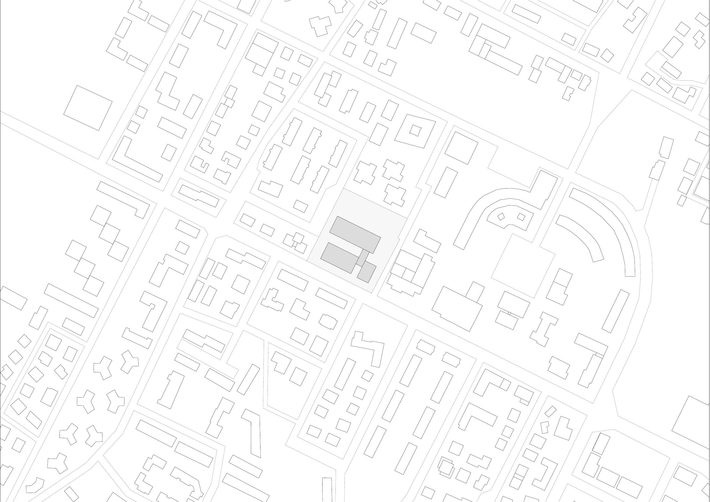 Site plan: the school within the urban fabric of Ozzano dell'Emilia. Drawing: Archisbang and Areaprogetti