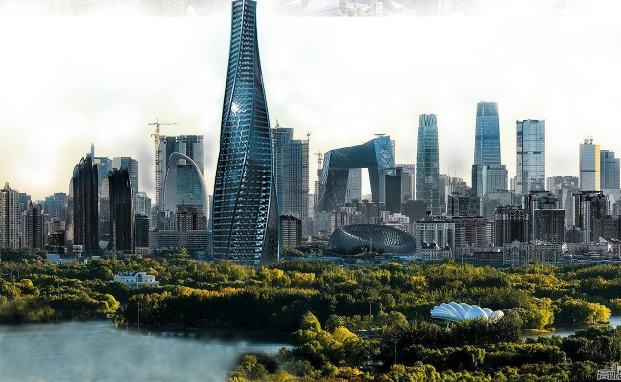 Elevated interior gardens create healthy recreational spaces within the tower.