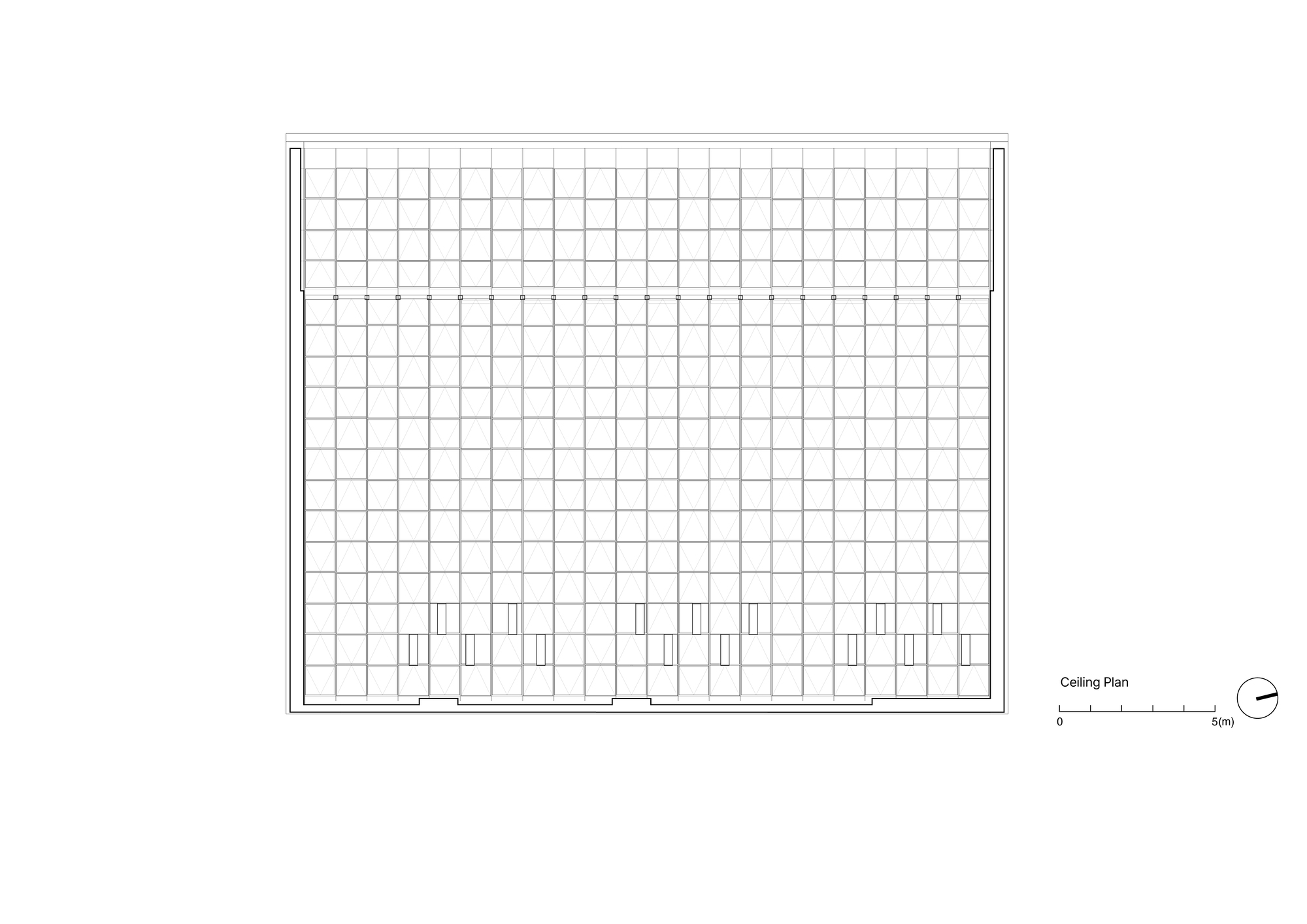 Ceiling plan drawing depicting a grid structure with evenly spaced beams and column locations