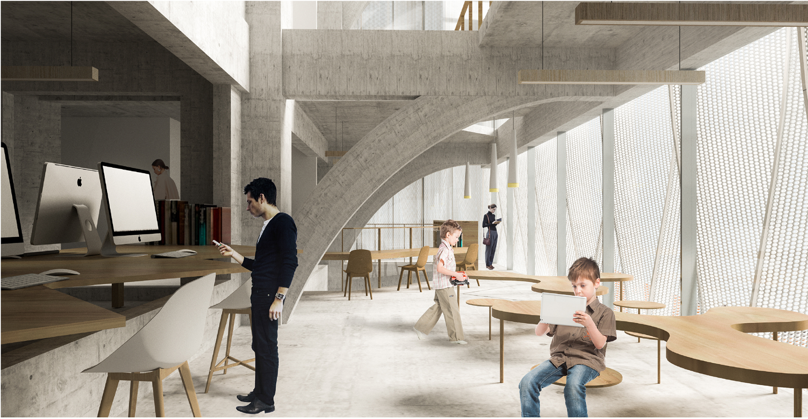 Flexible digital reading spaces support interaction across generations.