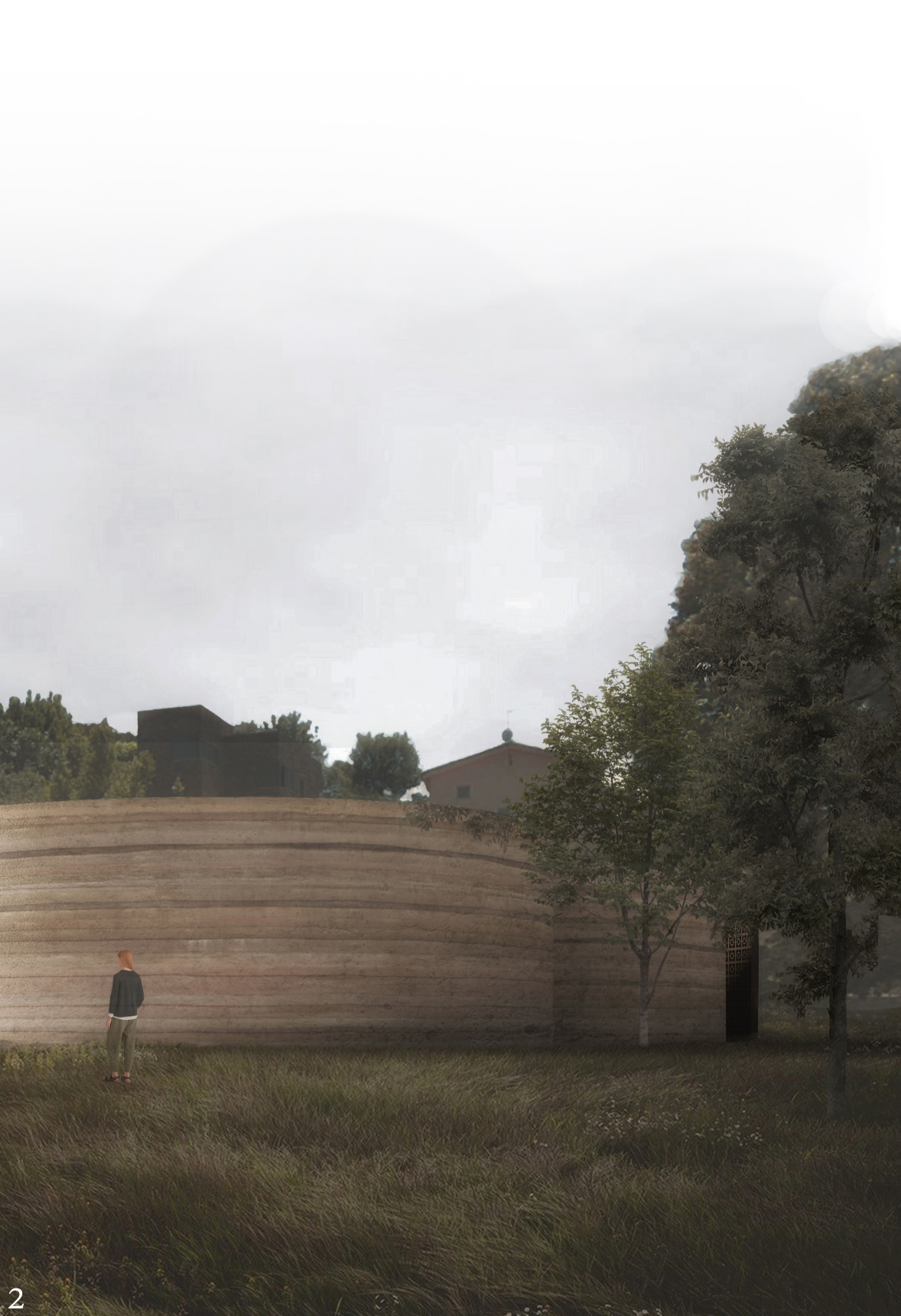 Curved rammed-earth library volumes blend quietly into Girona’s natural landscape.