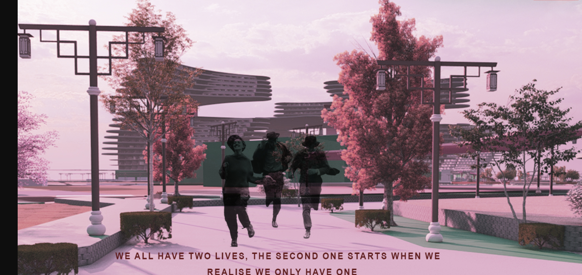 Landscaped pedestrian streets create a calm, people-first environment between residential and mixed-use developments