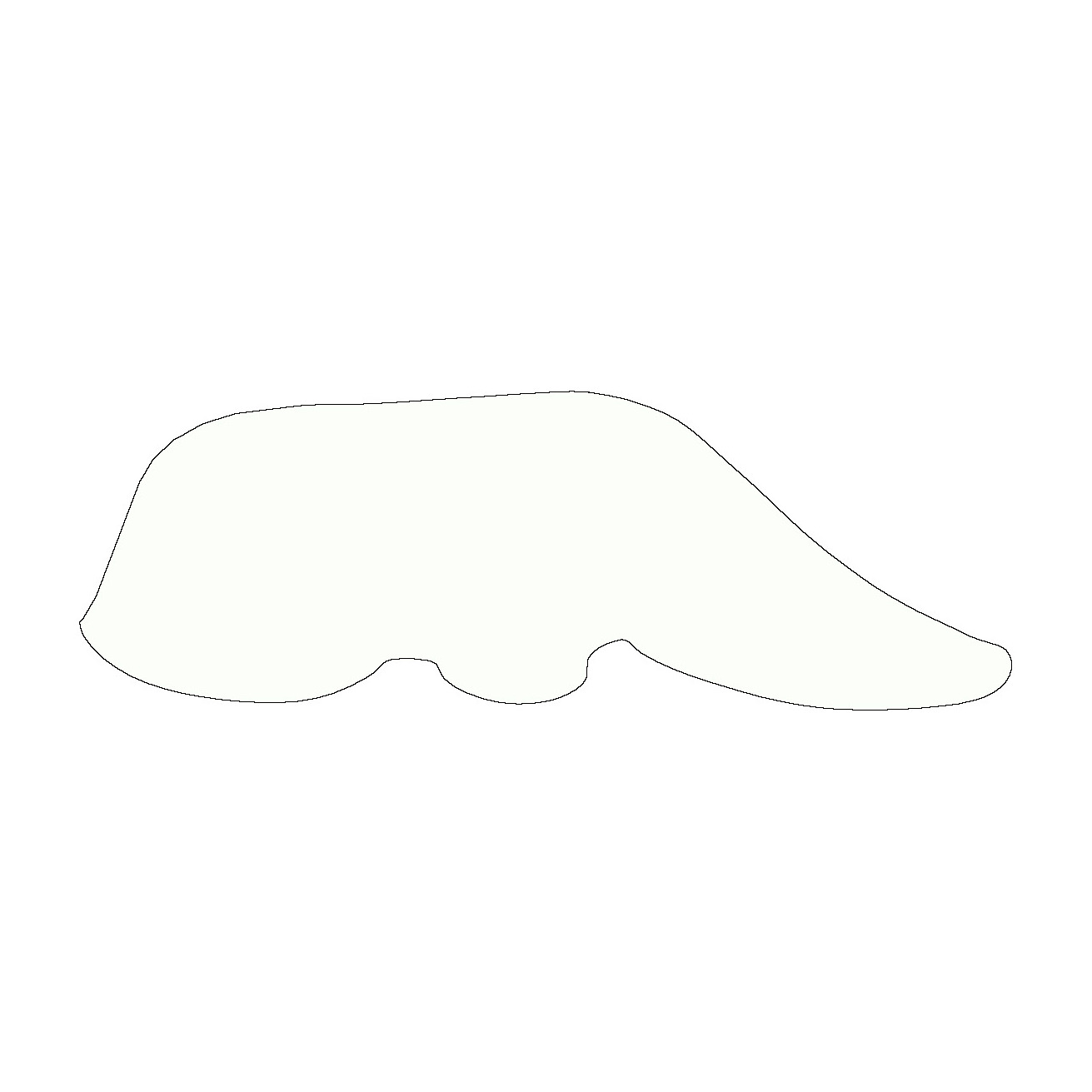 Line drawing showing an organic roof plan with three undulating lobes extending from a central mass