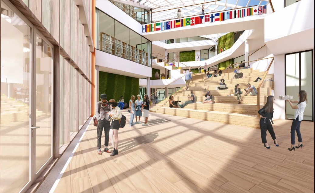 Internal open space for students interaction with opening facade inviting everyone. Image: Dorota Matula