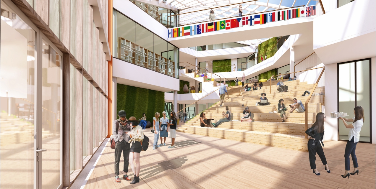 Internal open space for students interaction with opening facade inviting everyone. Image: Dorota Matula