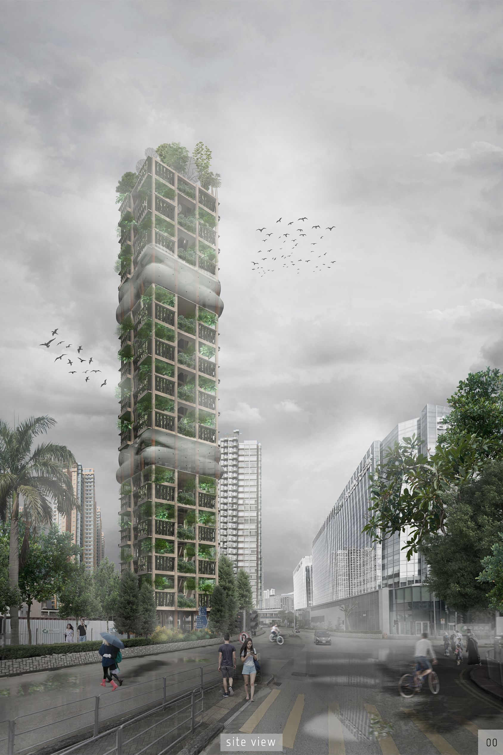 <i>A winning entry named "Cloudburst Forest ('暴雨森林')" by Salman Faris in Abode Competition</i>
