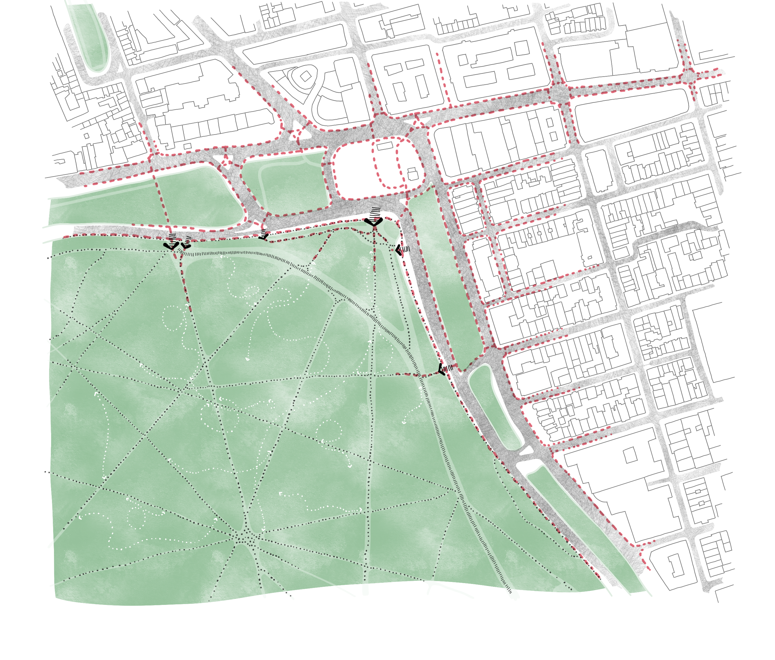 Site Context - Pedestrian Patterns: Fixed Rules in City vs Implicit Rules in Park