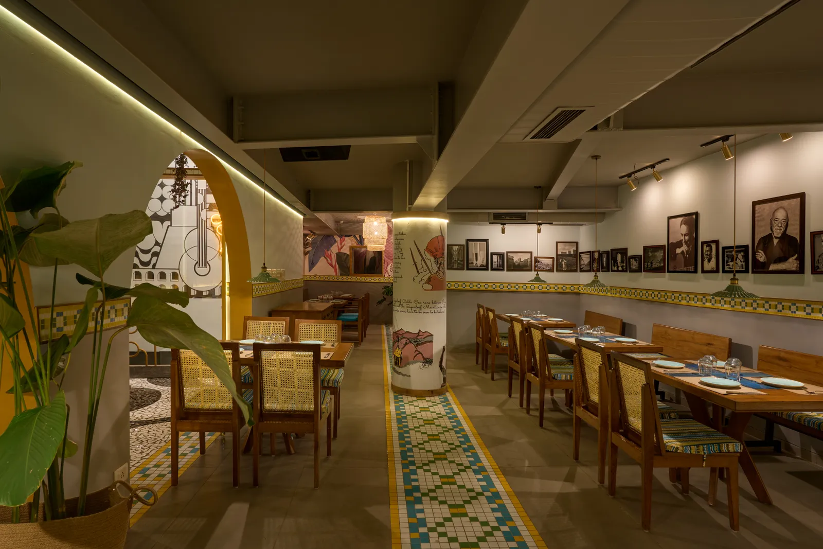 A corner of the restaurant is lined with photos of Brazilian celebrities and iconic buildings. Shamanth Patil