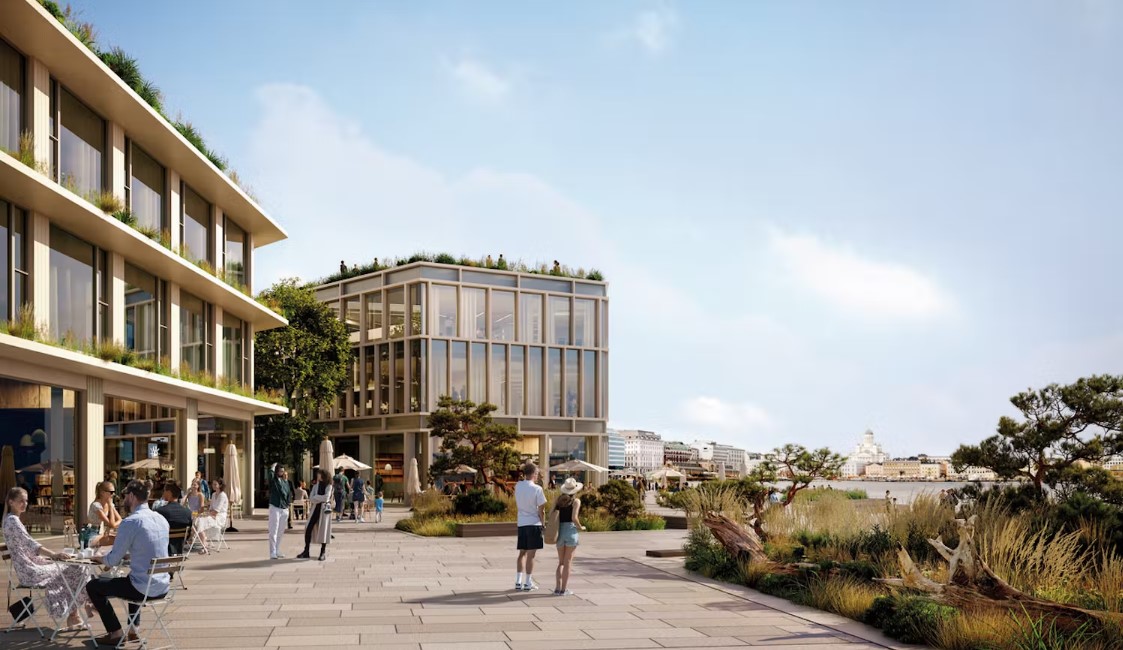 The winning 'Saaret' design proposal by Konsortium Gran team (Niam, K2S Architects, White Arkitekter, Ramboll Finland, Rakennuttajatoimisto HTJ Oy, JLL). Image courtesy of the City of Helsinki.