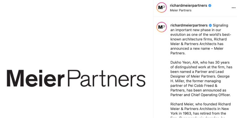 Announcement on Meier Partner's Instagram page