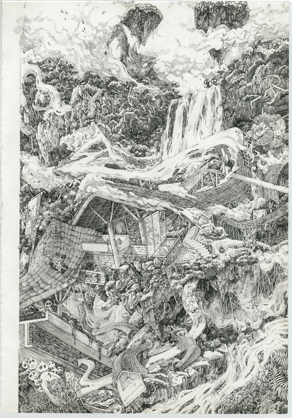 Project Essay Illustration, needle pen on paper 37X25cm © Can Zhang