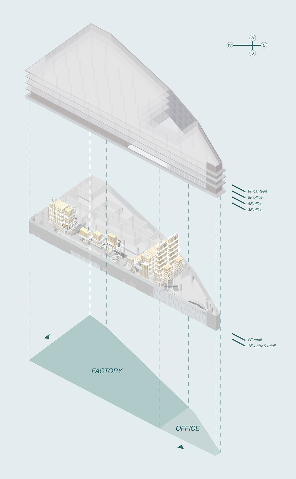 Exploded axonometric drawing ©Dagou Architectural Design