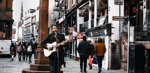  A singer performing while no one noticed