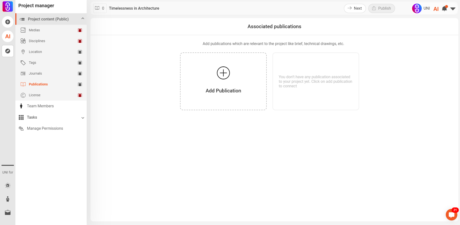 Connecting your publication to your project