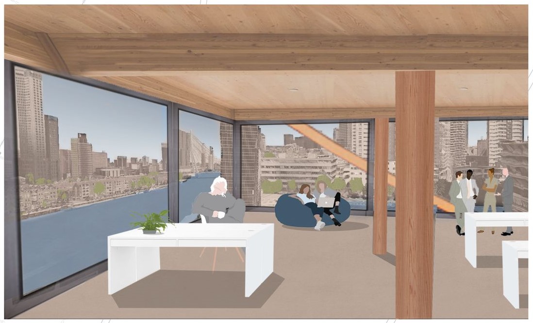 Urban retreat: panoramic views meet cozy communal spaces