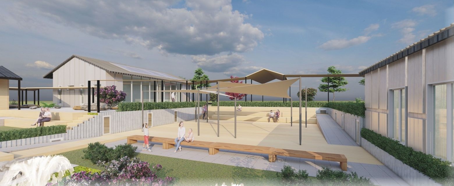 Serene gathering at sustainable music center.