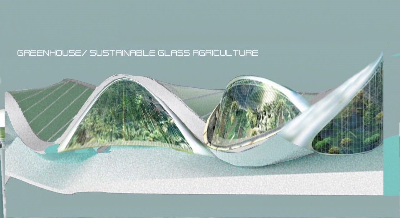 Futuristic greenhouse in a frigid, sustainable world.