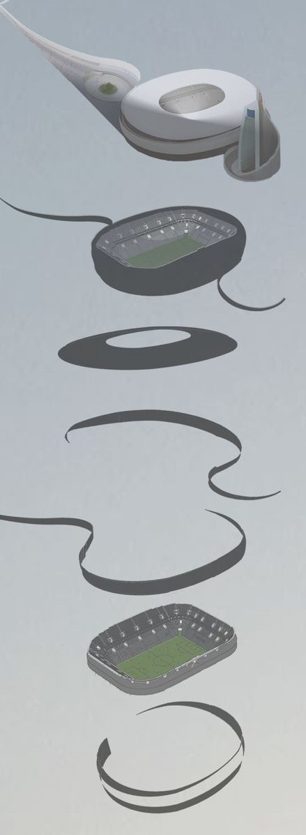 Spiraling design elevates STAYdıum, blending sport with art.