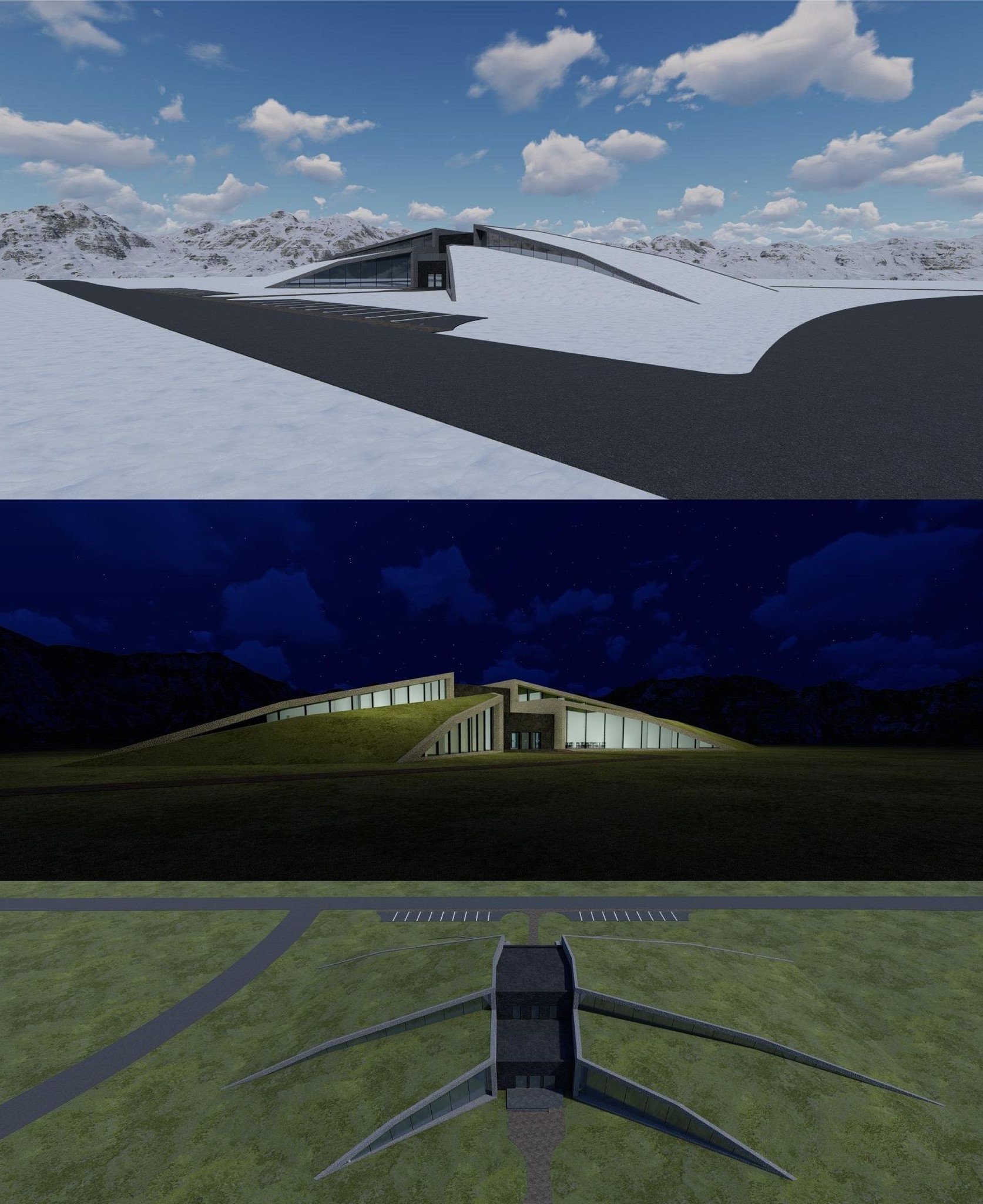 Architectural elegance meets the extremes of day and night.