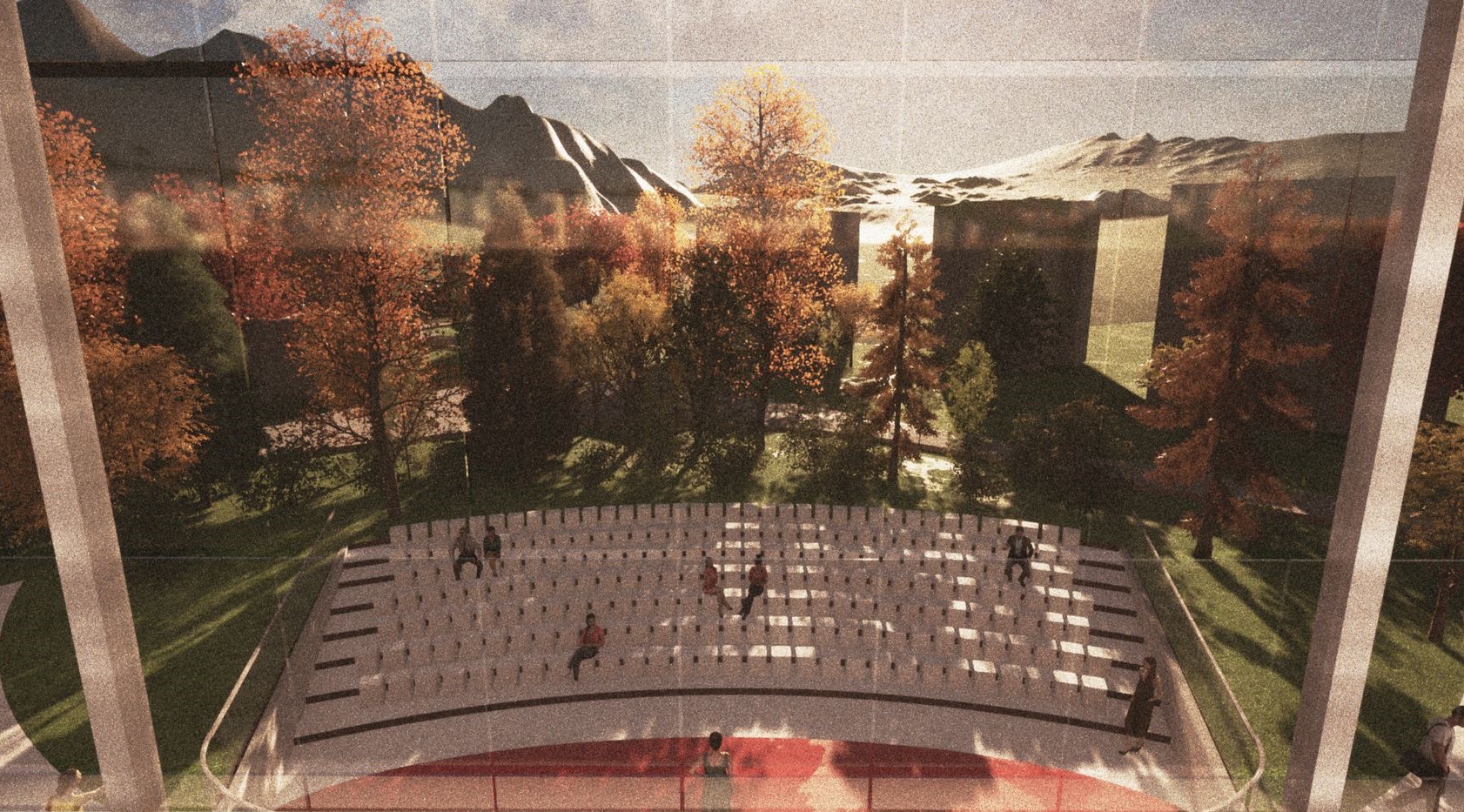 Autumn hues frame the Kanatitsa's outdoor amphitheater.