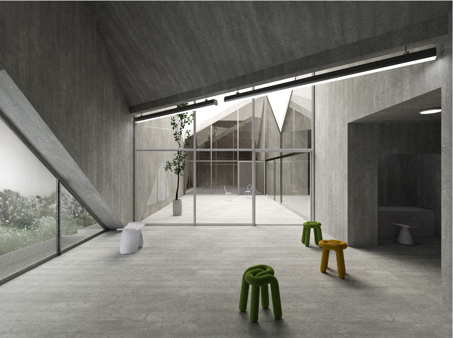 Minimalist interior design fostering creative play and learning.