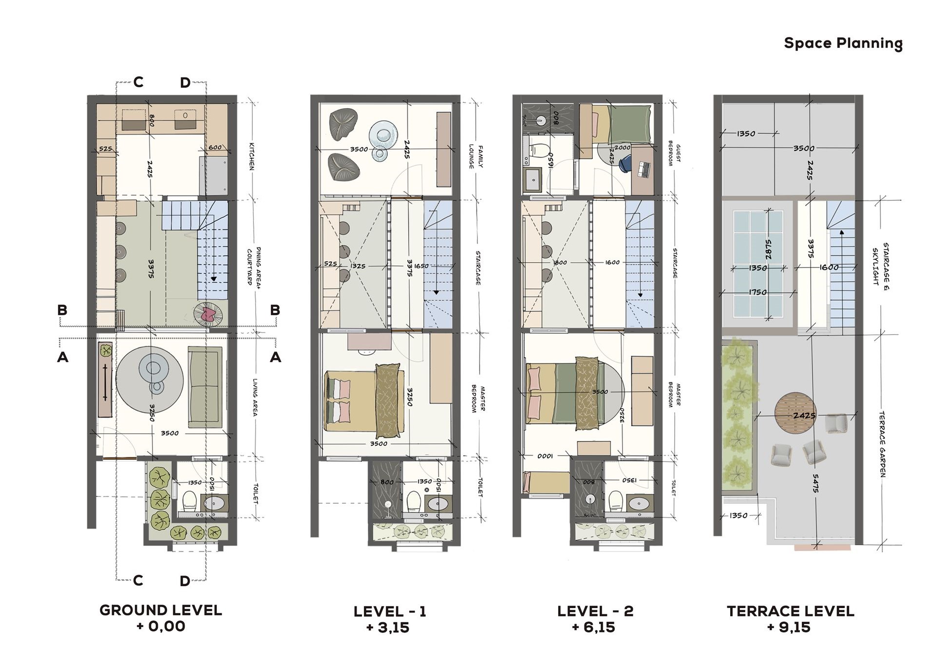 Detailed Space Planning for Multi-Level Urban Home
