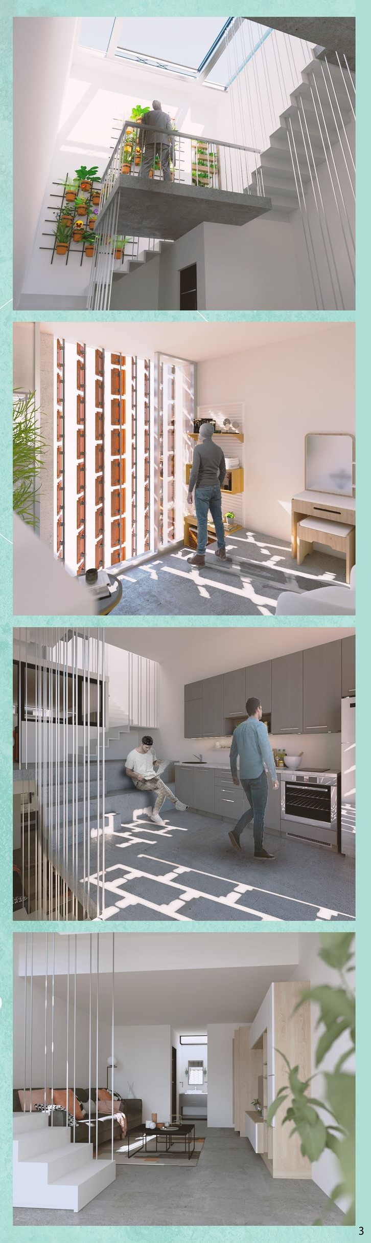 Sunlit, airy spaces fostering green living and community.