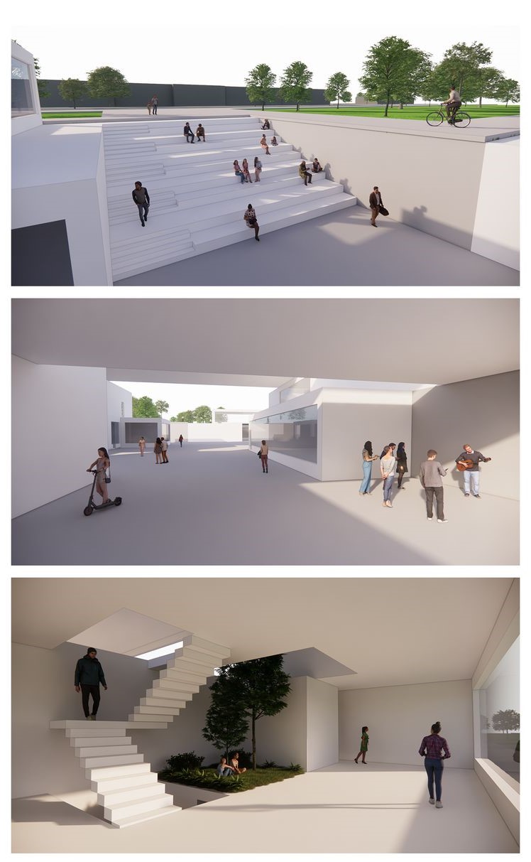Intersecting stairs and spaces: Education meets nature.