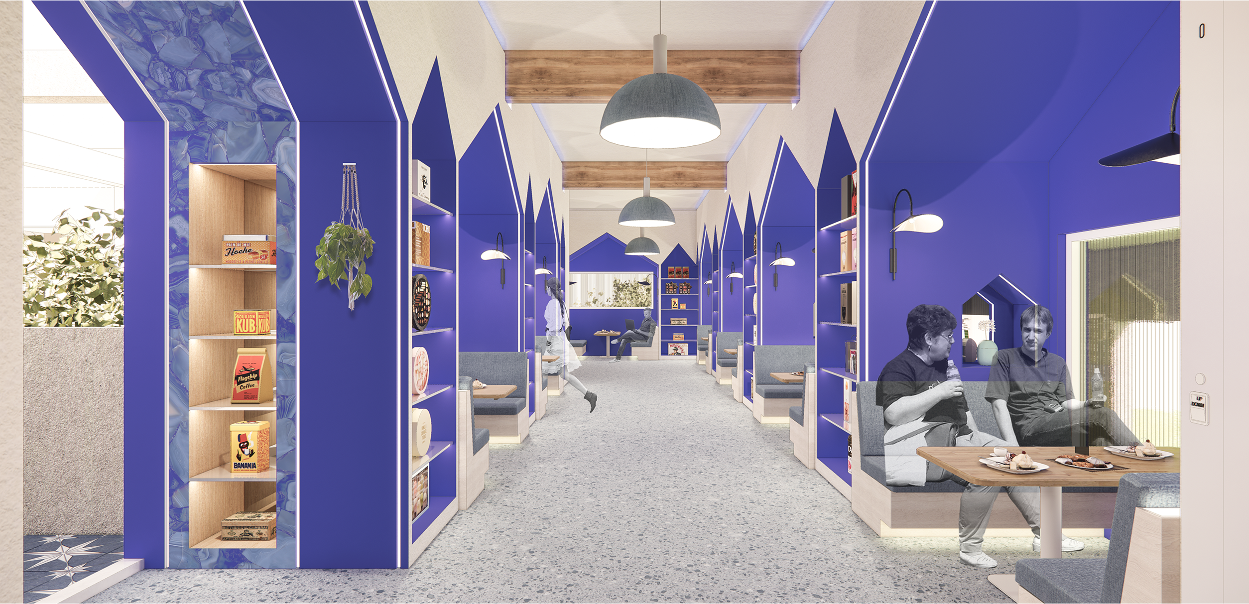 <i> the seating area on the second floor</i>